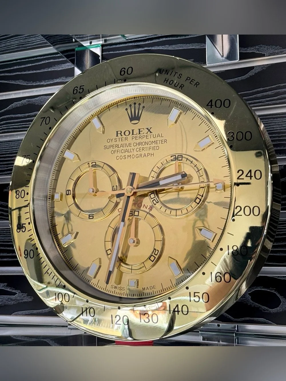 DAYTONA Cosmograph Wall Clock | Yellow Gold Bezel Insert | Yellow Gold Dial Face